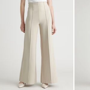 Quince Ultra-Stretch Ponte Super Wide Leg Pants M cream